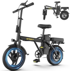 HQYEX Electric Bike for Adults 14" Mini Foldable Ebike 48V 432Wh Battery
