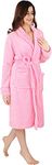 NY Threads Luxury Women’s Dressing Gown Super Soft Fleece Bath Robe Cozy Shawl Collar Loungewear and Nightwear, X-Large, Pink