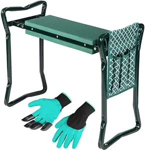 Abco Tech Garden Stool & Kneeler - Kneeler & Stool for Gardening, Foldable Garden Seat for Storage, Garden Kneelers for Seniors, Great Gardening Gifts for Women, Bench Comes with Tool Pouch & Gloves