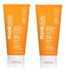 Thinkdaily Tinted Sunscreen for Face, SPF 30, 20% Zinc Oxide, 2 Oz, Safe, Natural, Water Resistant Reef Safe Sunscreen, All Skin Tones, Vegan Broad Spectrum Sun Screen for Sun Protection (59 ml (Pack of 2))