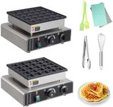 Mini Dutch Pancakes Maker Machine, 25Pcs Commercial Electric Waffle Machine and Heart Shaped Non-Stick Electric Muffin Maker 1.8" Diameter Mini Pancakes Maker With 50-300℃ Separate Control for Home