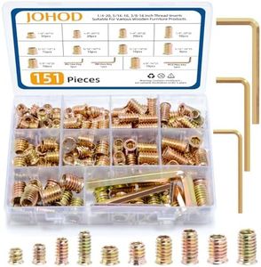 Threaded Inserts for Wood 151 PCS M6 M8 M10, Heavy Duty Carbon Steel Wood Insert Nuts Kit, Hex Socket Screw-in Furniture Nuts with Wrenches for Bed Frame, Cabinet, Chair Repair