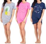 Real Essentials 3 Pack: Womens Plus Size Short Sleeve Nightshirt Printed Nightgowns for Adult Women Soft Nightgown Sleep Shirt Night Shirts Gowns House Dress Sleepwear Pajama PJs Just My- Set 11, 2X