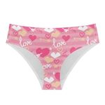 HUGS IDEA Womens Valentine's Day Knickers Low Waisted Panties Pink Love Hearts Print Soft Breathable Hipster Underwear