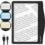 [Rechargeable] 3X Large Ultra Bright LED Page Magnifier with 12 Anti-Glare Dimmable LEDs (More Evenly Lit Viewing Area & Relieve Eye Strain)-Ideal for Reading Small Prints & Low Vision Seniors