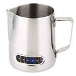 Milk Jug Stainless Steel Milk Frothing Pitcher with Thermometer Large 600ml for Coffee Machine Milk Frothing Jug Anti-Scald Easy to Clean