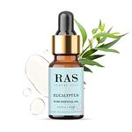 RAS Luxury Oils Eucalyptus Pure Essential Oil | Steam Inhalation for Cold, Cough| Massage Over Skin & Muscle | Helps relieve Stress, Reduces Cramps | 100% Vegan, 10ml