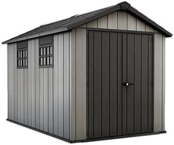 Keter Oakland Outdoor Plastic Garden Storage Shed, Grey, 7.5 x 11 feet