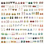 JJG 100Pcs(50PAIRS) Assorted Fruits Mermaid Animals Gold Plated Enamel Pendants Necklace Bracelet Charms for Earrings Jewelry Making, Zinc, No Gemstone