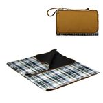 PICNIC TIME Blanket Tote Outdoor Picnic Blanket, Beach Blanket, Camping Blanket, (English Plaid Pattern with Beige Flap)