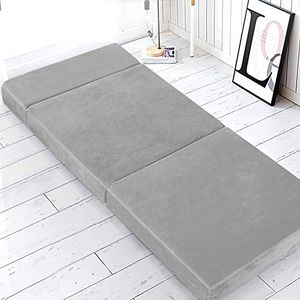 Giselle Bedding Foldable Mattress 180 X 70 12cm Single Folding Mattresses Cushion Covers Camping Floor Mat Portable Travel Sleeping, Sofa Bed Pad Home Office Light Grey