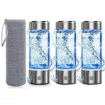 Hydrogen Water Bottle, Portable Hydrogen Water Ionizer Machine, Hydrogen Water Generator, Hydrogen Rich Water Glass Health Cup for Home Travel (3*Water Bottle+3*Cup Sleeve)