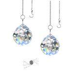 MerryNine 2 Pack Crystal Ball Prism Sun Shine Catcher Rainbow Pendants Maker, Hanging Crystals Prisms for Windows, for Feng Shui, for Gift (Clear) (60mm/2.36")