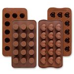 Cozihom Silicone Chocolate Moulds, Baking Mould for Chocolate, Jelly, Candy, Fat Bombs Keto Snacks, Ice Cube, Round Cups & Heart Shape for Christmas & Valentine's, 4 PCS