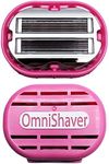 Premium Omnishaver with Pink Travel Case - The Fastest Way to Shave Head, Legs, Arms, Body, an Alternative to Disposable Shaving Razors Self Cleans & Strops During Use | Bald Head Shaver for Women