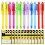 12 Pcs UV Pens with Invisible Ink, Word Search & Maze Activities Cards Included, Education & Party Favors - Fun for Kids' Birthday, Halloween, Christmas, Goodie bag stuffers