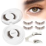 Higu clace Brown Magnetic-Eyelashes with Applicator, Reusable Magnetic Lashes Natural Look, No Glue Needed, Easy to Wear and Remove(Brown-A)