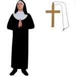 Mens Nun Costume - Large - Habit & Headpiece, Belt and Gold Cross - Adults Religious Fancy Dress Costume