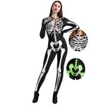 Spooktacular Creation Adult Women Glow in the Dark Skeleton Costume for Halloween Dress Up Party Role Playing Cosplay-M