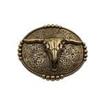 Xwest Longhorn Texas Cowboy Belt Buckle, Bronze-2, One size