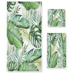 HATESAH Bath Towels Set Soft Highly Absorbent Spring Green Tropical Palm Fern Leaves Decorative Towel Set 3 Piece,1 Bath Towel,1 Hand Towel,1 Washcloth,Luxury Towels for Bathroom,Shower,Spa,Hotel