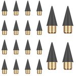 AUAUY 20 PCS Inkless Pencil Replaceable Refill, Infinite Pencil Replaceable Graphite Nib, Graphite Nib Metal Inkless, Everlasting Pencils Replacement Head for Writing Drawing Office School Supplies