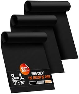 3 Pack Oven Liners for Bottom of Oven, 17x25" Large Heavy Duty Non-Stick Reusable Oven Mat for Electric, Gas, Toaster & Convection Ovens - BPA & PFOA Free, Dishwasher Safe, Kitchen Essentials, Black