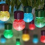 MAGGIFT 8 Pack Solar Hanging Ball Lights with Umbrella Clips, Outdoor Light up Christmas Ornaments Tree Decorations Solar Lantern Multi-Color Changing Cracked Glass Lights for Holiday Yard Patio