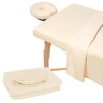 3 Piece Microfiber Massage Table Sheet Set, Flat Massage Table Cover, includes Massage Table Covers, Fitted Sheets, Face Cradle Covers, for Beauty Salon Spa (Beige)