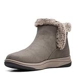 Clarks Womens Breeze Fur Ankle Boot, Dark Olive, 9 US