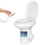 SereneLife RV Portable Toilet with Hand Sprayer, Hose Connector, Installation Kits, Comfortable and Leak-Proof Design, High-Density PE Construction, Flush Toilet for Camping and Outdoor Use