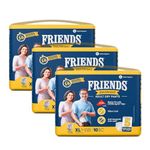 Friends Overnight Adult Diapers Pants Style - 30 Count (XL-XXL) with odour lock and Anti-Bacterial Absorbent Core- Waist Size 30-56 inch ; 76-142cm