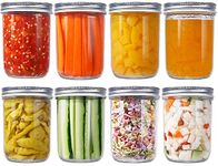 ZEPOLI - 500 ML Glass Regular Mouth Mason Jars with Silver Metal Airtight Lids for Meal Prep, Food Storage, Canning, Drinking (8 PACK)