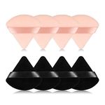 RAREIUS 8Pcs of Triangular Powder Puff Makeup Sponges, Made of Super-soft Velvet, Designed for Contouring, Eye, & Corner, Beauty Blender Foundation Mixing Container, (Black&Beige)