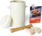 HomeBuddy Fermentation Crock with Weights - 1 Gallon Fermentation Kit Ceramic Sauerkraut Crock with Fermenting Crock Lid - Onggi Kimchi Container, Pickling Crock or Sourdough Crock (White)