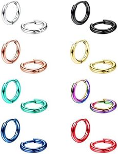 Diamday 8 Paires Acier inoxydable chirurgical 316L Petites boucles d'oreilles pour hommes femmes boucles d'oreilles Huggie Hoop boucles d'oreilles Cartilage Helix Lobes Sleeper Hoop Earrings Set