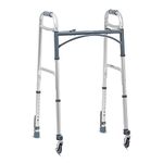 KosmoCare Deluxe Folding Walker With Added Accessories - 360° Swivel Wheels And Auto-Glide Brakes, White