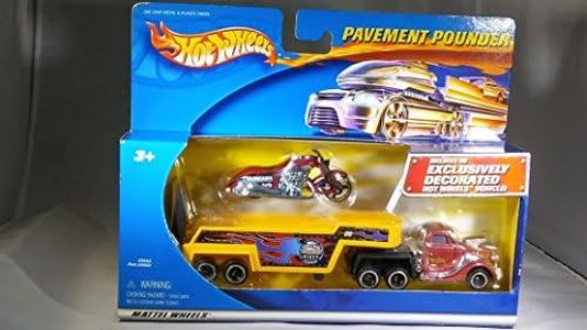 Hot Wheels Pavement Pounder Duncans Motorcycles Bike, Custom Muscle Bikes Trailer, and Hot Wheels Truck Set