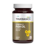 TrueBasics 3X Strength Omega 3 Fish Oil (60 Capsules) with 1150mg Omega, 525mg EPA & 375mg DHA | For Healthy Heart, Eyes & Joints