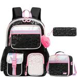 HTgroce 3Pcs Prints Backpack Sets Kids Bookbag Primary School Daypack Elementary Students Teens Girls