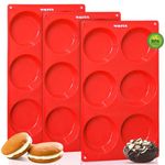 Walfos Silicone Whoopie Pie Baking Pans, 3 Pcs Non-Stick Muffin Top Pan, Food Grade & BPA Free Silicone, Great for Muffin Tops, Eggs, Tarts and More, Dishwasher Safe