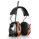 PROTEAR AM/FM Bluetooth Radio Headphones, Noise Reduction Safety Earmuffs, Rechargrable Ear Protection for Mowing Work (Orange)