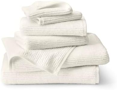 BOLL & BRANCH Turkish Ribbed Bath Towel Set - Cream - 6 Piece - Includes 2 Bath Towels, 2 Hand Towels & 2 Washcloths - 100% Organic Turkish Cotton - Ultra Soft & Luxurious - Quick Dry