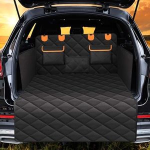 4-in-1 SUV Liner for Dogs, Universal Non-Slip Water Resistant Washable Car Boot Protector Mat with Side Flaps Protector & Back Seat Organizer, Dog Car Seat Cover for Truck Vans