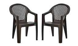 Nilkamal Comfy Plastic Chair for Home/Office/Study/Garden/Balcony/Indoor & Outdoor - Set of 2 Pcs Chair (Season Rust Brown)