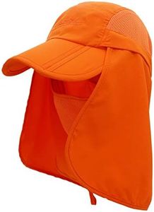 Surblue Kids Neck Face Flap Outdoor Cap UV Protection Sun Hats Wide Brim Hat Quick-Drying UPF50+, for Teenagers, Orange