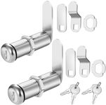 Cylinnda Cabinet Lock with Keys, 2" Extra-Long Cam Locks keyed Alike, 2 Pack Cabinet Cam Lock Set for Thick Drawers RV Storage Locks Tool Box Lock Replacement, Zinc Alloy (2 Pack, 2-1/8 Inch)