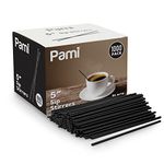 PAMI Disposable Coffee Black Sip Stirrers /Straws [Value Pack of 1000 Pcs] - 5” Plastic Cocktail Stirrers For Drinks- Beverage Stirrers For Hot & Cold Drinks- Swizzle Stirring Sticks For Coffee Bar