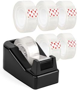 Desktop Tape Dispenser with Weighted Nonskid Base - Includes 12 Rolls of Transparent Tape (0.7 Inch x 1000 inches Each)