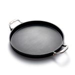 Outset Grill Paella and Deep Dish Pizza Pan, Cast Iron BBQ Pan with Handles